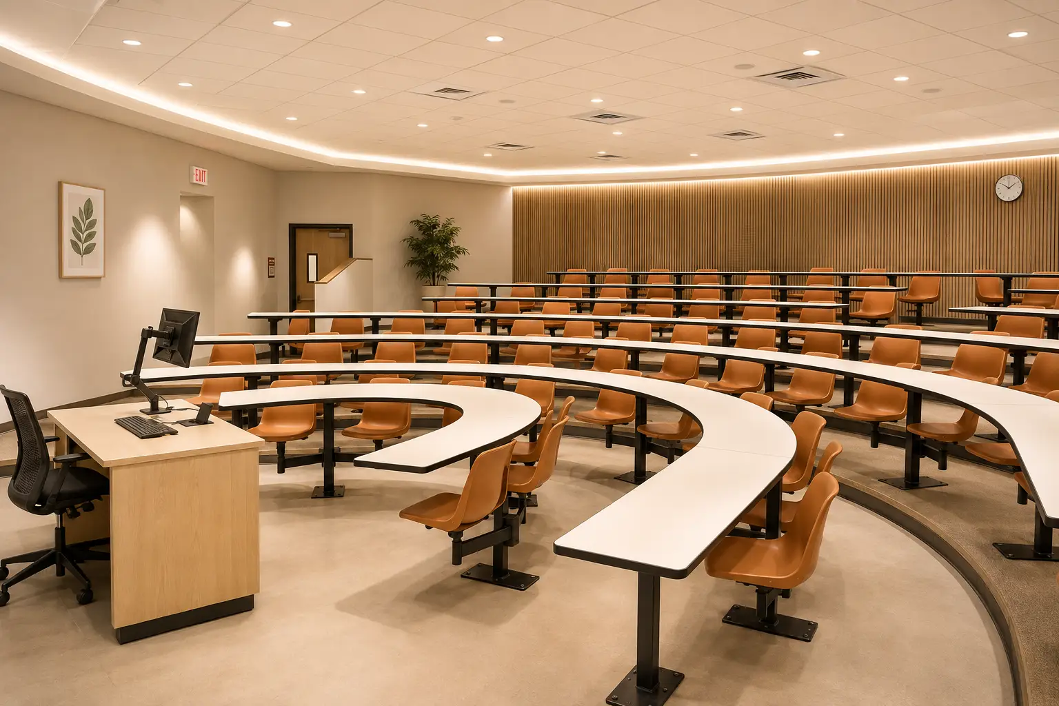 Contemporary educational environment with innovative learning spaces and smart technology