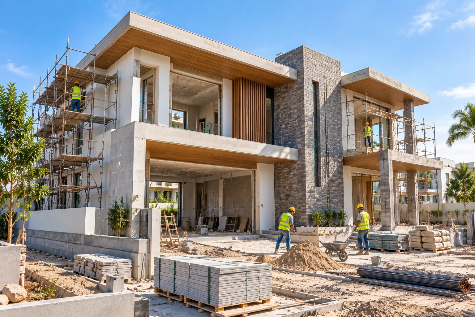 Modern residential construction with elegant architecture and quality workmanship