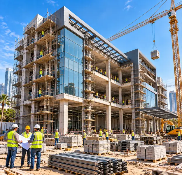 Quality commercial façades with durable materials and precise finishing
